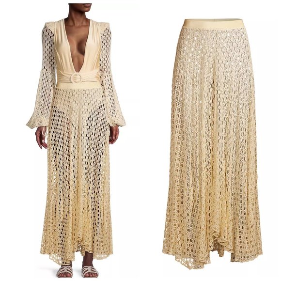 PatBO Other - NWT PatBo Monstera Netted Beach Skirt Cream Sand Net Lace LARGE NEW Cover Up